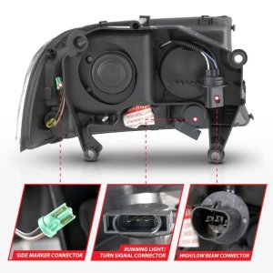 Dodge Dakota Headlights - ANZO - Crystal with Light Bar - Black Housing - `97-`04