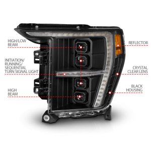 Ford F-150 LED/Projector Headlight - Passenger Side - ANZO - Z-Series Full LED - `21-`23