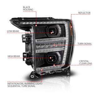 Ford F150 Headlight - Driver Side - ANZO - LED Projector w/Switchback+Sequential - Black - `21-`23