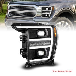 Ford F150 Headlight - Driver Side - ANZO - LED Projector w/Switchback+Sequential - Black - `21-`23