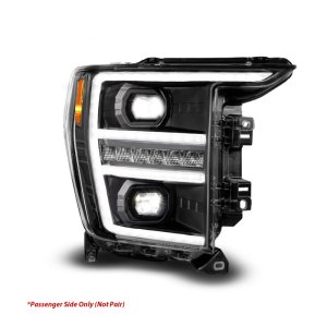 Ford F150 Projector Headlights - Passenger Side - ANZO - LED Projector w/Switchback + Sequential - Black - `21-`23