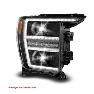 Ford F150 Projector Headlights - Passenger Side - ANZO - LED Projector w/Switchback + Sequential - Black - `21-`23