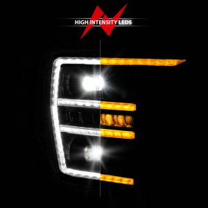 Ford F150 Projector Headlights - Passenger Side - ANZO - LED Projector w/Switchback + Sequential - Black - `21-`23