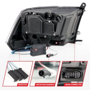 Dodge Ram 1500 Projector Headlights - ANZO - LED/Projector with Switchback Light Bar - Black - `09-`18