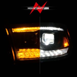 Dodge Ram 3500 Projector Headlights - ANZO - LED/Projector with Switchback Light Bar - Black - `09-`18
