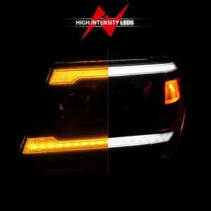 Nissan Frontier LED/Projector Headlights - ANZO - Projector, Sequential, Light Bar Switchback, DRL - Black - `09-`20