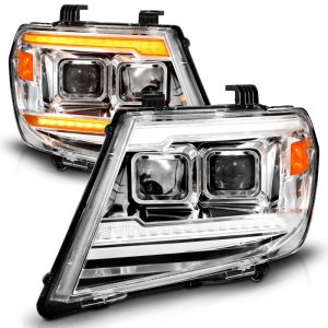 Nissan Frontier Headlights - ANZO - Dual Square Projector + Sequential + Switchback Light Bar - Chrome - `09-`20 Nissan Frontier Headlights - ANZO - Dual Square Projector + Sequential + Switchback Light Bar - Chrome - `09-`20