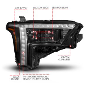 Toyota Tundra LED/Projector Headlights - Passenger Side - ANZO - Z-Series Full LED Projector - `22-`24
