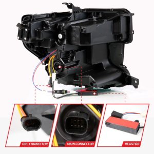 GMC Sierra 1500 Headlights - ANZO - LED Projector, Switchback, Sequential - Black - `19-`21