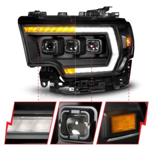 RAM 3500 LED Headlights - Driver Side - ANZO - Z-Series Full LED Proj Headlights DRL/Init/SeqSig - `19-`24