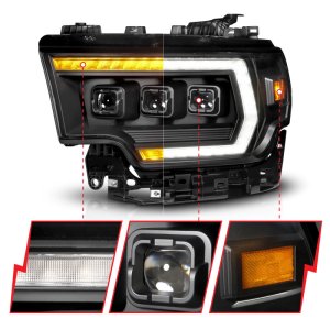 RAM 2500 Headlight - Passenger Side - ANZO - Z-Series Full LED Projector DRL/Init/SeqSig - `19-`24