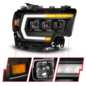 RAM 3500 Headlight - Passenger Side - ANZO - Z-Series Full LED Projector DRL/Init/SeqSig - `19-`24