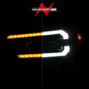 Toyota 4Runner LED/Projector Headlights - ANZO - Square Projector Headlight Set w/LED DRL - Sequential Turn Signal - Clear Lens - Black Housing - Pair - Black - `10-`13