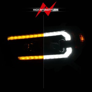 Toyota 4Runner LED/Projector Headlights - ANZO - Square Projector Headlight Set w/LED DRL - Sequential Turn Signal - Clear Lens - Black Housing - Pair - Black - `10-`13