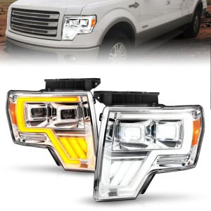 Ford F-150 Headlights - ANZO - LED Projector - Chrome - `09-`14