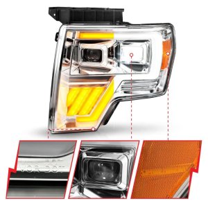 Ford F-150 Headlights - ANZO - LED Projector - Chrome - `09-`14