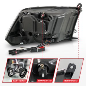 Dodge 2500 LED/Projector Headlights - ANZO - Plank Style + Switchback + Sequential - Hyper Black - `09-`18