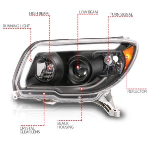 Toyota 4 Runner LED Projector Headlights - ANZO - Plank Style - Black - `06-`09