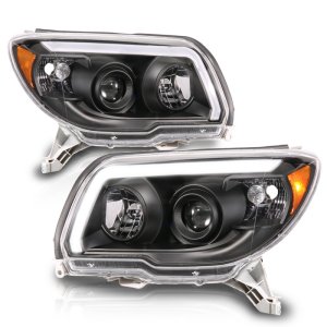 Toyota 4 Runner LED Projector Headlights - ANZO - Plank Style - Black - `06-`09
