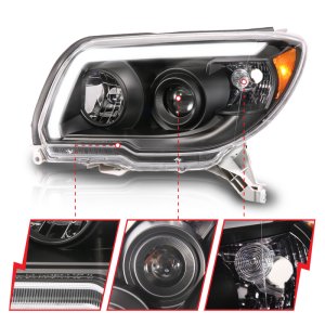 Toyota 4 Runner LED Projector Headlights - ANZO - Plank Style - Black - `06-`09