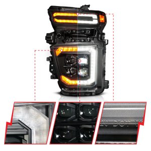 Chevrolet Silverado 2500 LED/Projector Headlight - Driver Side - ANZO - Z-Series Full - Black - `20-`23