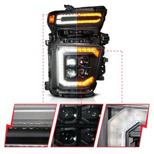Chevrolet Silverado 3500 LED/Projector Headlights - Passenger Side - ANZO - Z-Series Full LED - Black - `20-`23
