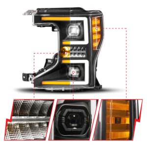 Ford Super Duty LED/Projector Headlight - Driver Side - ANZO - Z-Series Full LED Proj Headlights SeqSig - `20-`22