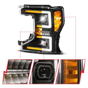 Ford Super Duty LED/Projector Headlight - Driver Side - ANZO - Z-Series Full LED Proj Headlights SeqSig - `20-`22