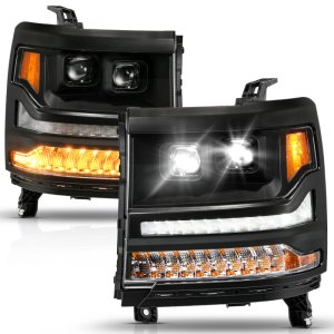 Chevrolet Silverado 1500 LED/Projector Headlights - ANZO - Full LED - Black - `16-`18
