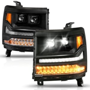 Chevrolet Silverado 1500 LED/Projector Headlights - ANZO - Full LED - Black - `16-`18