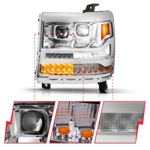 Chevrolet Silverado 1500 LED/Projector Headlights - ANZO - Full LED - Chrome - `16-`18 Chevrolet Silverado 1500 LED/Projector Headlights - ANZO - Full LED - Chrome - `16-`18