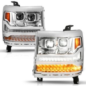 Chevrolet Silverado 1500 LED/Projector Headlights - ANZO - Full LED - Chrome - `16-`18