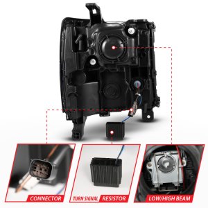 Chevrolet Silverado 1500 LED/Projector Headlights - ANZO - Light Bar Style - Chrome - `16-`18