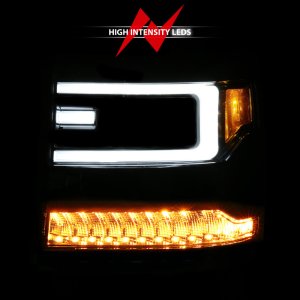 Chevrolet Silverado 1500 LED/Projector Headlights - ANZO - Light Bar Style - Chrome - `16-`18