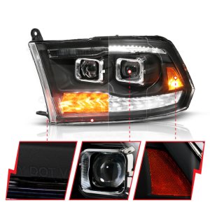 Dodge RAM 1500 LED Headlights - ANZO - Proj SeqSig - Black - `09-`19
