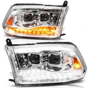 Dodge RAM 1500 LED/Projector Headlights - ANZO - SeqSig - Chrome - `09-`19