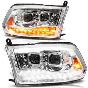 Dodge RAM 3500 LED/Projector Headlights - ANZO - SeqSig - Chrome - `10-`18