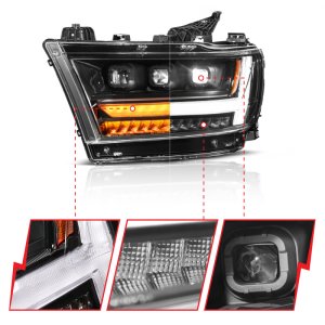 Ram 1500 Headlights - Driver Side - ANZO - Full LED Proj Headlights DRL/SeqSig - Black - `19-`24 Ram 1500 Headlights - Driver Side - ANZO - Full LED Proj Headlights DRL/SeqSig - Black - `19-`24