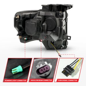 Ford F-150 LED Headlights - ANZO - Full LED Proj Headlights Init/SeqSig - Black - `09-`14