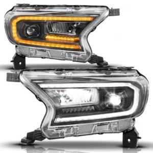 Ford Ranger LED/Projector Headlights - ANZO - Full LED Proj Init/DRL/SeqSig - Black - `19-`23
