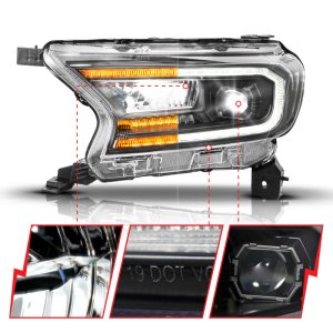 Ford Ranger LED/Projector Headlights - ANZO - Full LED Proj Init/DRL/SeqSig - Black - `19-`23 Ford Ranger LED/Projector Headlights - ANZO - Full LED Proj Init/DRL/SeqSig - Black - `19-`23