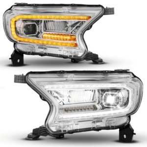 Ford Ranger LED/Projector Headlights - ANZO - DRL/SeqSig - Chrome - `19-`23
