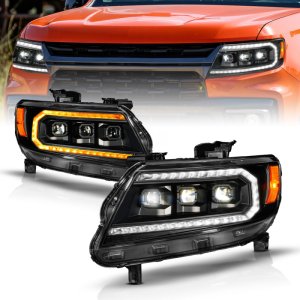 Chevrolet Colorado Headlights - ANZO - LED Projector with Sequential Light Bar - `15-`22