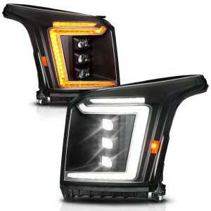 GMC Yukon LED/Projector Headlight - Driver Side - ANZO - Full LED - Black - `15-`20
