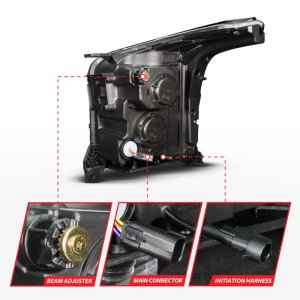 GMC Yukon LED/Projector Headlight - Driver Side - ANZO - Full LED - Black - `15-`20