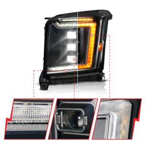 GMC Yukon XL LED/Projector Headlight - Driver Side - ANZO - Full LED - Black - `15-`20