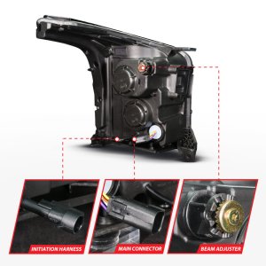 GMC Yukon LED/Projector Headlights - Passenger Side - ANZO - Full LED Projection - Black - `15-`20