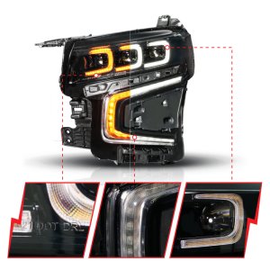 Chevrolet Suburban LED/Projector Headlights - Left Side - ANZO - Light Bar Style w/ Sequential DRL - Black - `21-`23