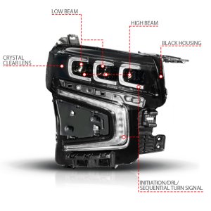 Chevrolet Suburban LED/Projector Headlights - Right Side - ANZO - LED Light Bar Style with Sequential DRL - Black - `21-`23 Chevrolet Suburban LED/Projector Headlights - Right Side - ANZO - LED Light Bar Style with Sequential DRL - Black - `21-`23