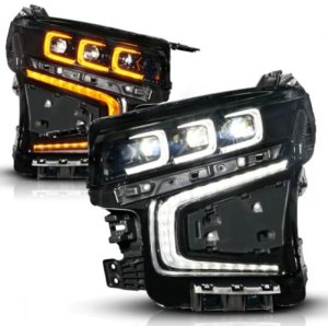 Chevrolet Suburban LED/Projector Headlights - Right Side - ANZO - LED Light Bar Style with Sequential DRL - Black - `21-`23